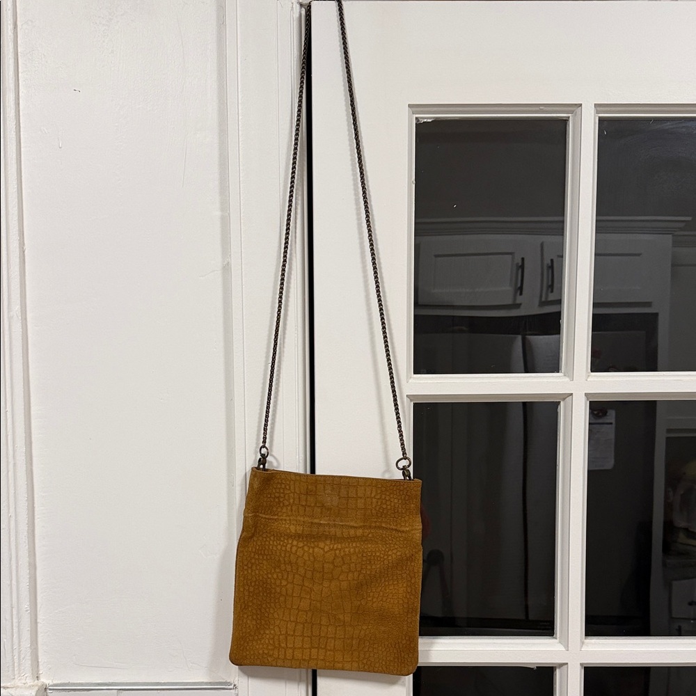 Free People Mustard Croc-Embossed Bag